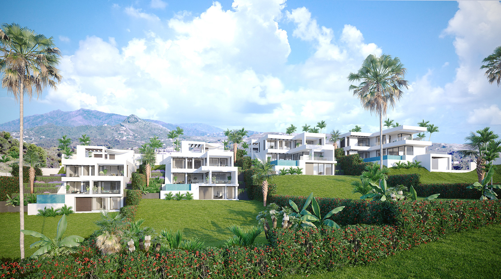 Schitterende eigentijdse villa's met panoramisch zeezicht in Estepona.PL116