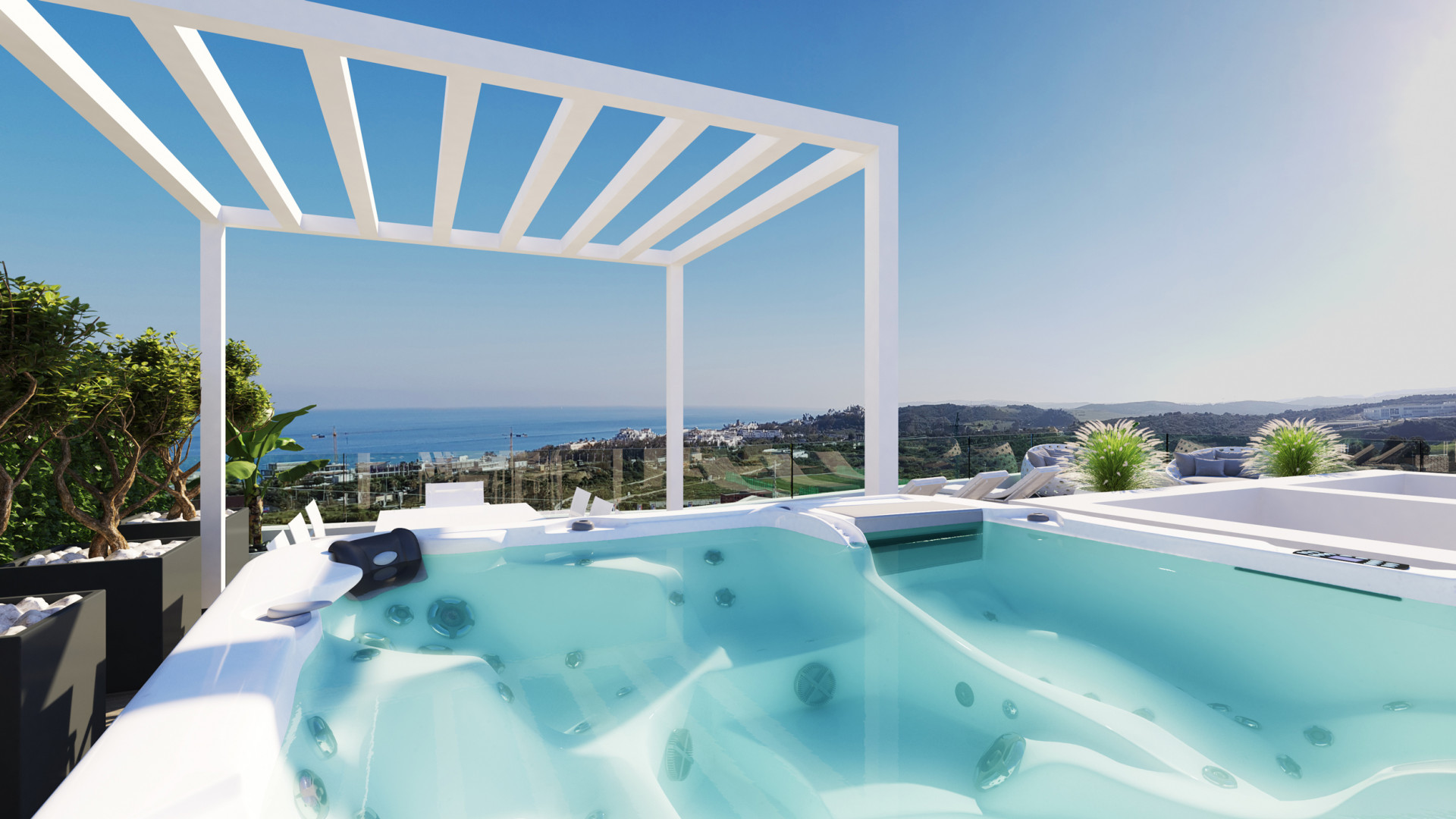 Spectacular seaviews from these new terraceapartments in Estepona.PL148